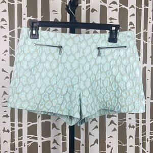 Zara Mint Green Leopard Print Textured Tapestry Shorts sz S